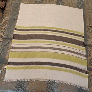 Elsie & Zoey white, lime green & gray striped scarf, new with tags